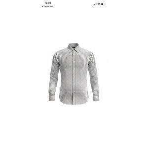 Peter Millar Mens Large Tattersall Plaid Button Down Shirt Red Navy Cotton